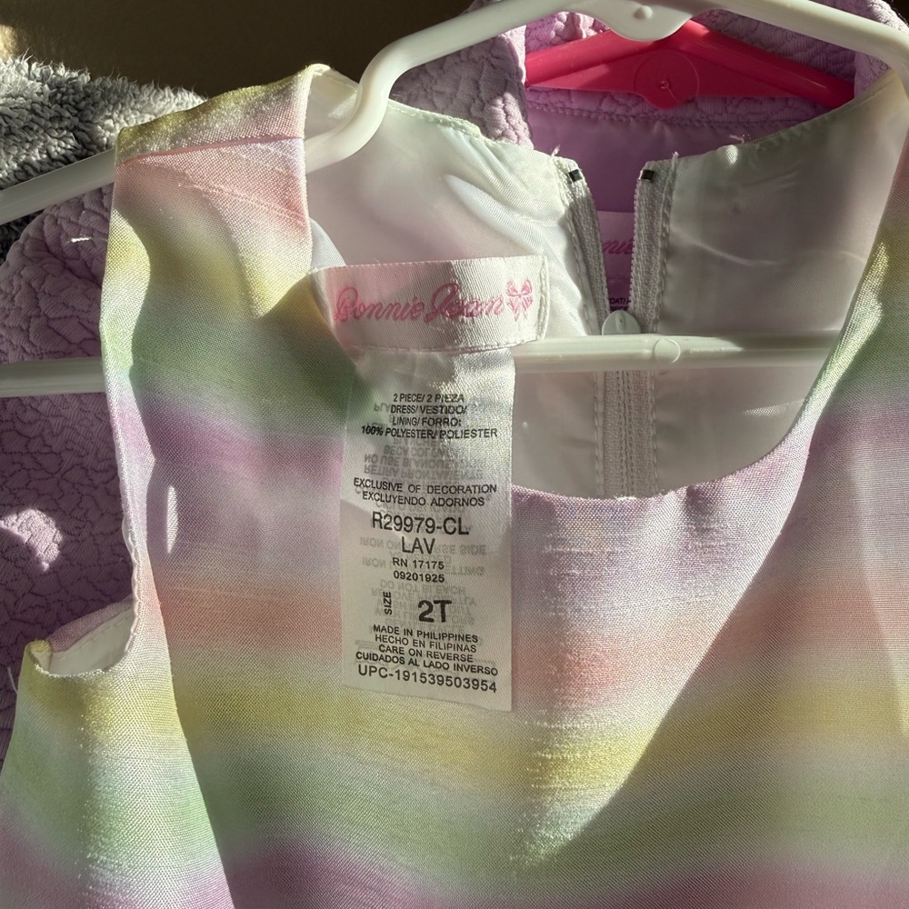 BONNIE JEAN Pastel Striped and Purple Toddler Easter Dress Set - Picture 10 of 11
